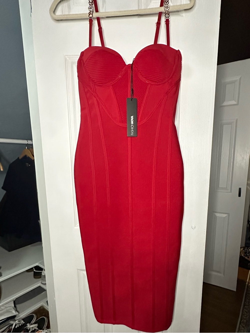 Fashion Nova Scarlet Bustier Midi Dress